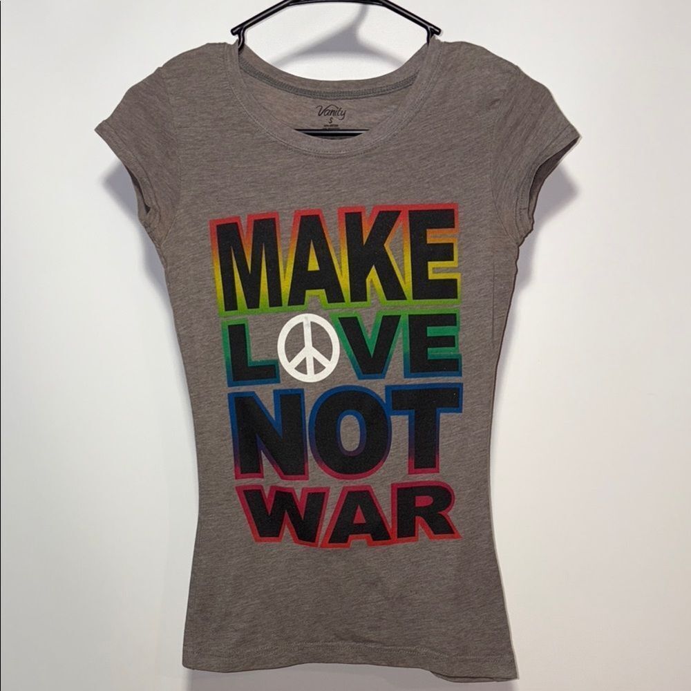 Vanity Gray Tee with Bold Multicolor Message